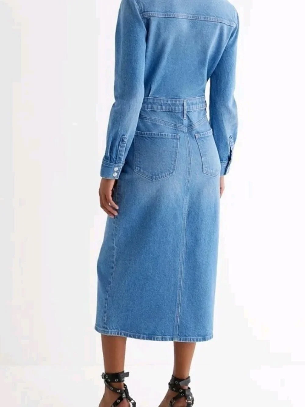 Express NWT Denim Button Long Sleeve Dress - Picture 4 of 13